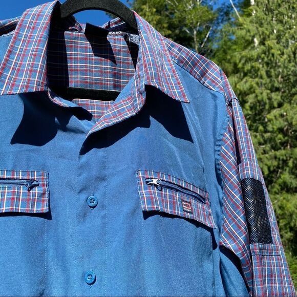 Vintage Bugle Boy Jean Company Long Sleeve Button Up Zip Pockets Plaid Shirt XL - Picture 10 of 13